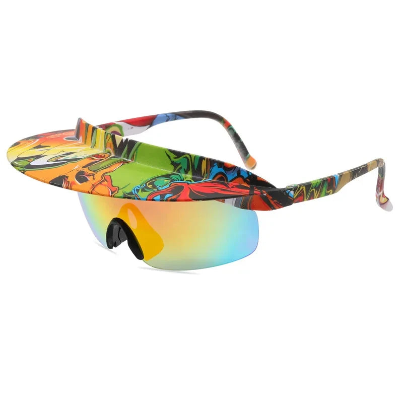 Fashion Dazzle Colour Cycling Glasses Men Women Hats Sunshade Personalized Windproof Travel Hiking Outdoors Bicycle MTB Zpaxo N3 MULTI