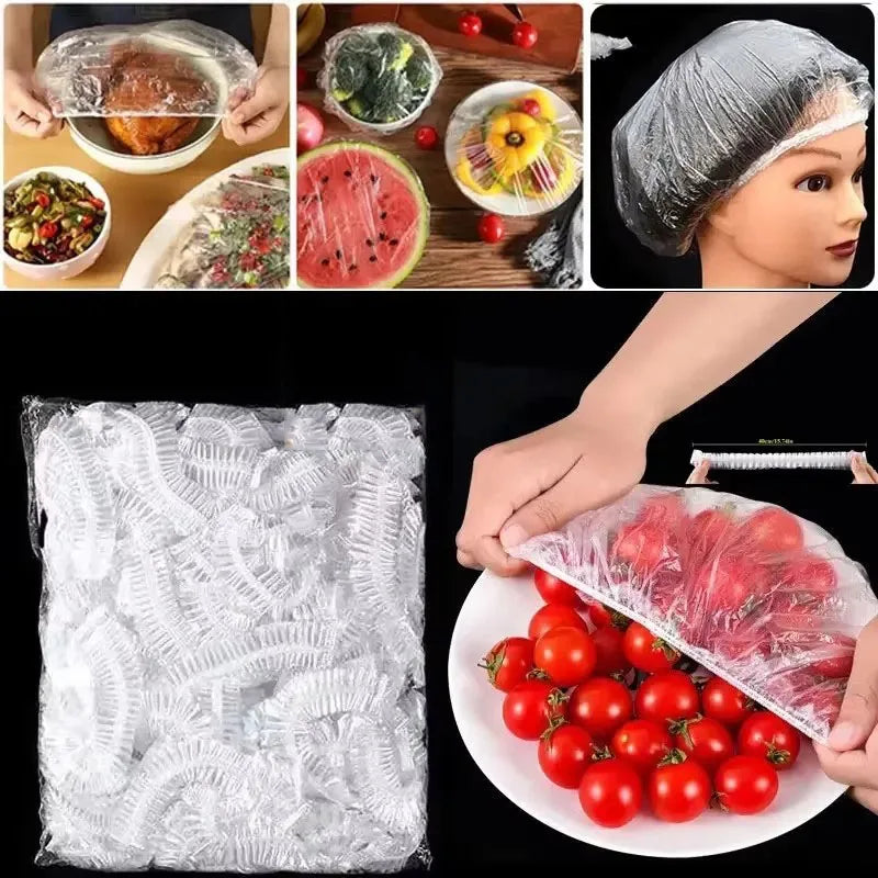 50/100-Pack Reusable Transparent Food Storage Covers for Bowls