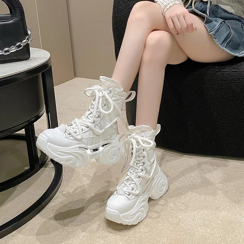 Women Ankle Boots Autumn Chunky Shoes Woman Platform Breathable Zpaxo