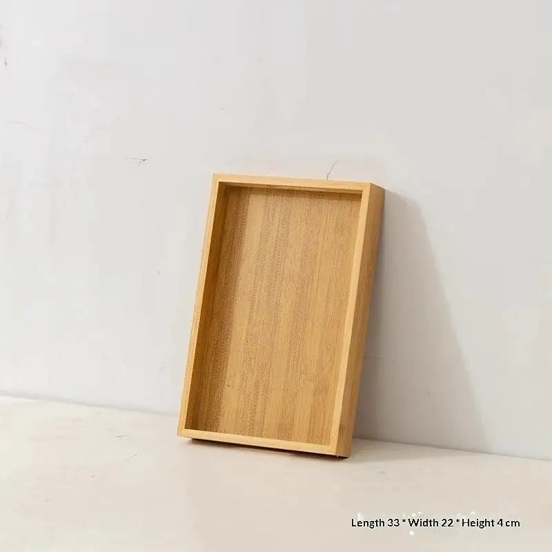 MJapanese-Style Serving Tray Bamboo Handles Rectangular Tea Breakfast