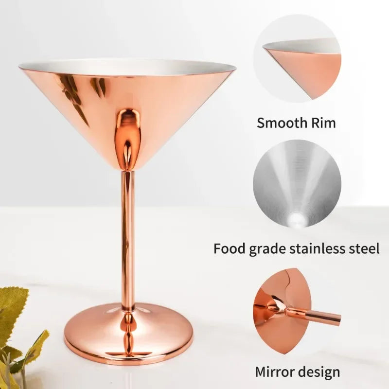 2-Pack Stainless Steel Martini Glasses – Mirror Finish & Easy Clean Cocktail Glass Set Zpaxo
