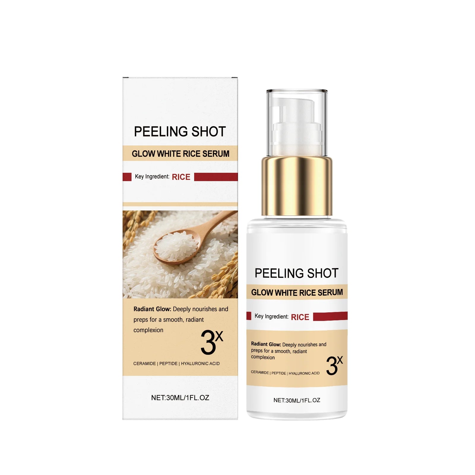 Glow Brightening Rice Essence Moisturizing Nourishing Even Skin Tone Improves Dullness Oil-Control Brightening Serum Skincare Zpaxo 30ml Boxed
