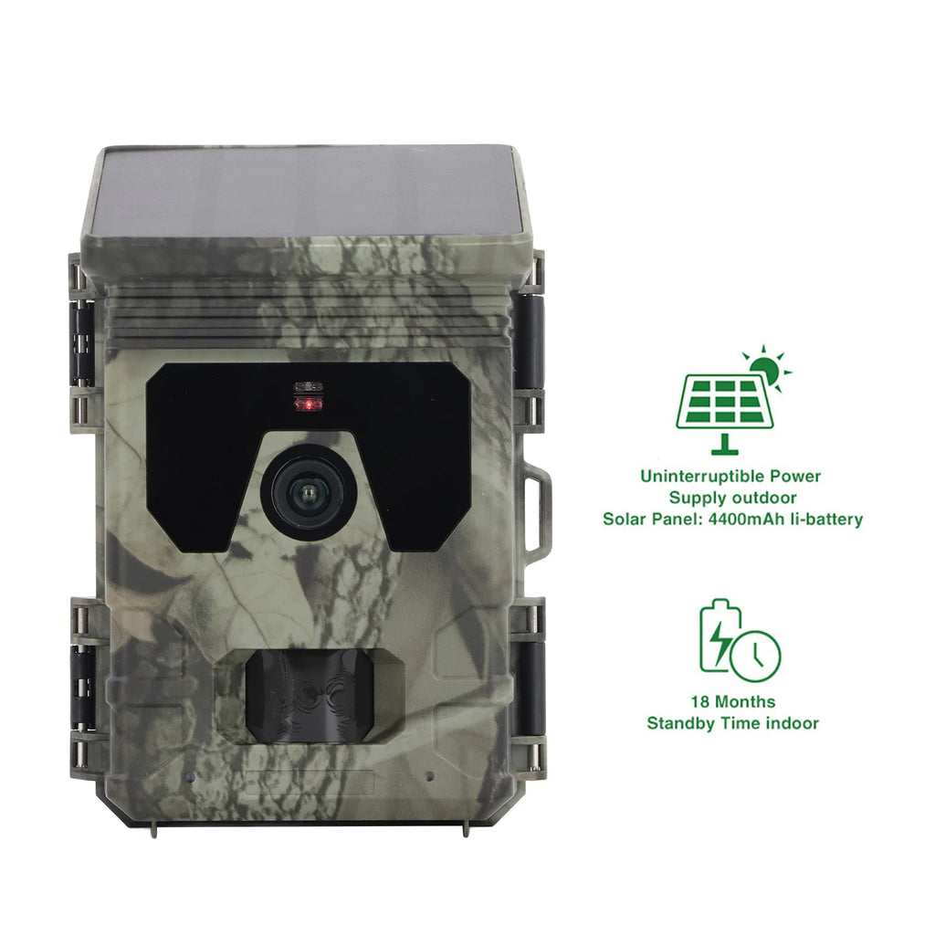 Night Vision Trail Camera Motion Activated Compact 4K 50 MP Solar
