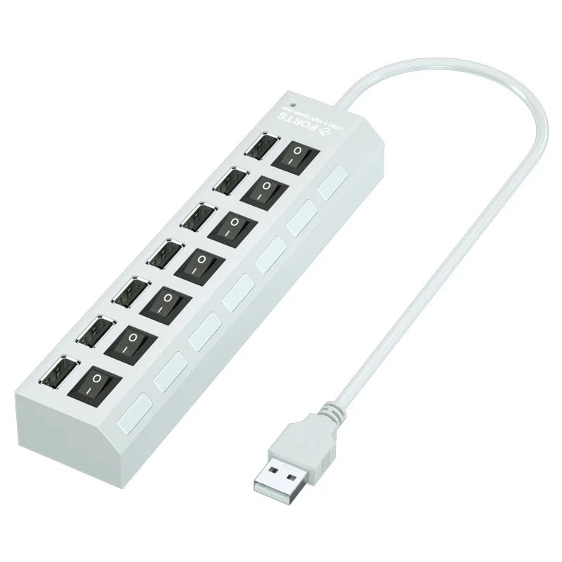 USB 2 0 Hub 7 Port Multi Ports 7in1 Data Splitter Independent Off Zpaxo