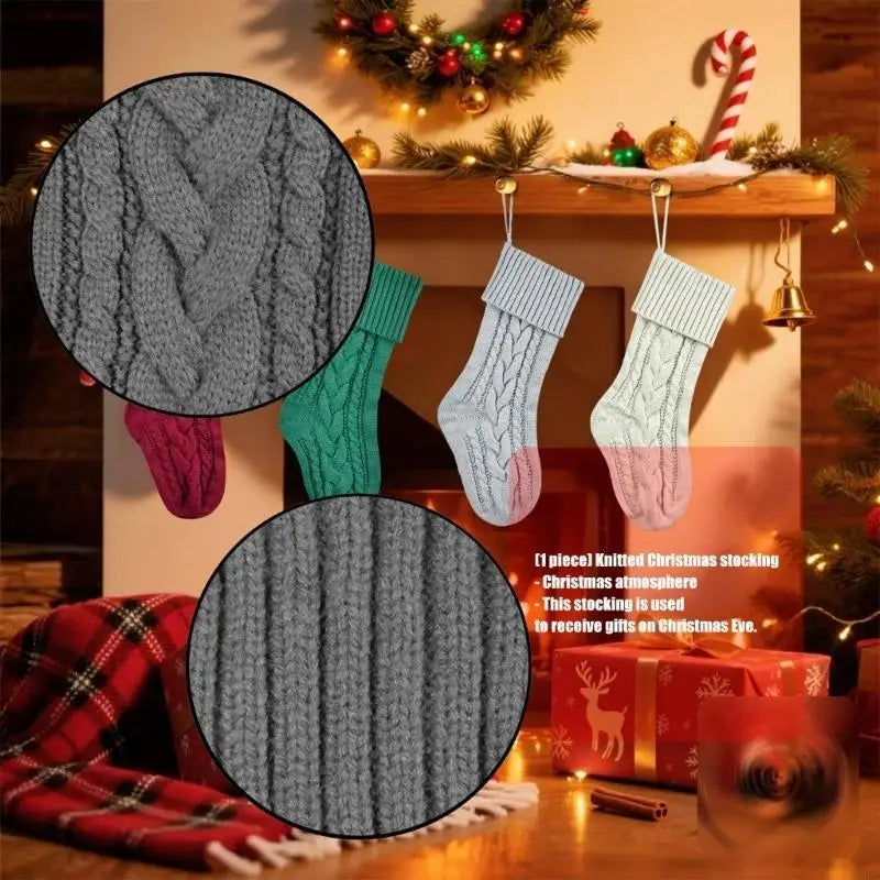 Reusable Spacious Christmas Sock Knitted Design Multiple Pattern