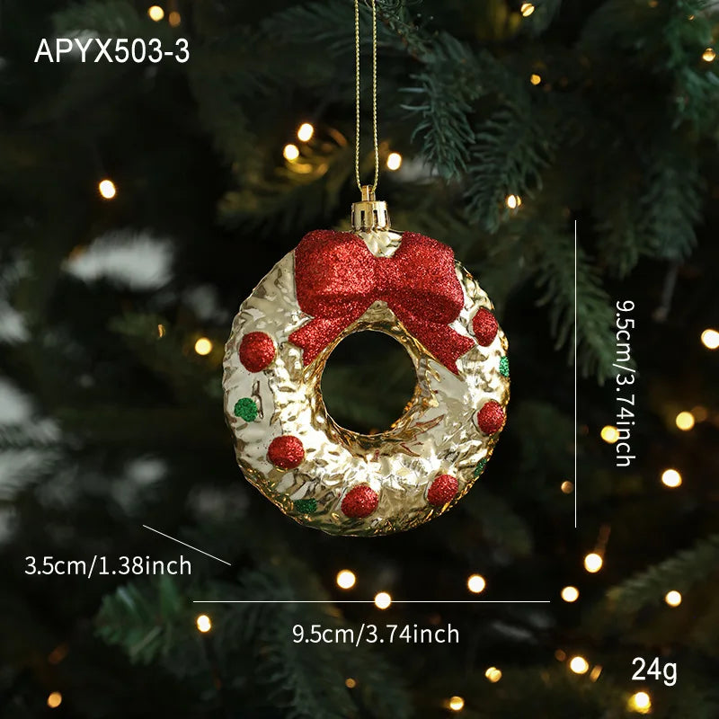 Gold & Red Cartoon Christmas Tree Hanging Ornament