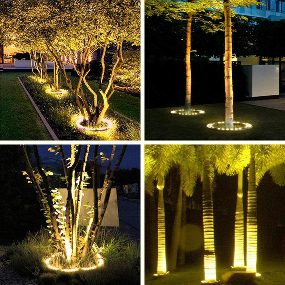 AC220V LED Ring Tree Light Outdoor Waterproof Palm Tree Uplight Adjustable Tree Ring Landscape Lighting For Garden Yard Pathway Zpaxo