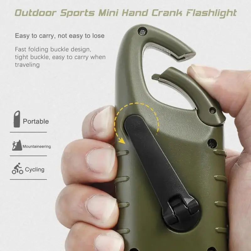 Hand Crank Solar Powered Rechargeable LED Flashlight Survival Gear