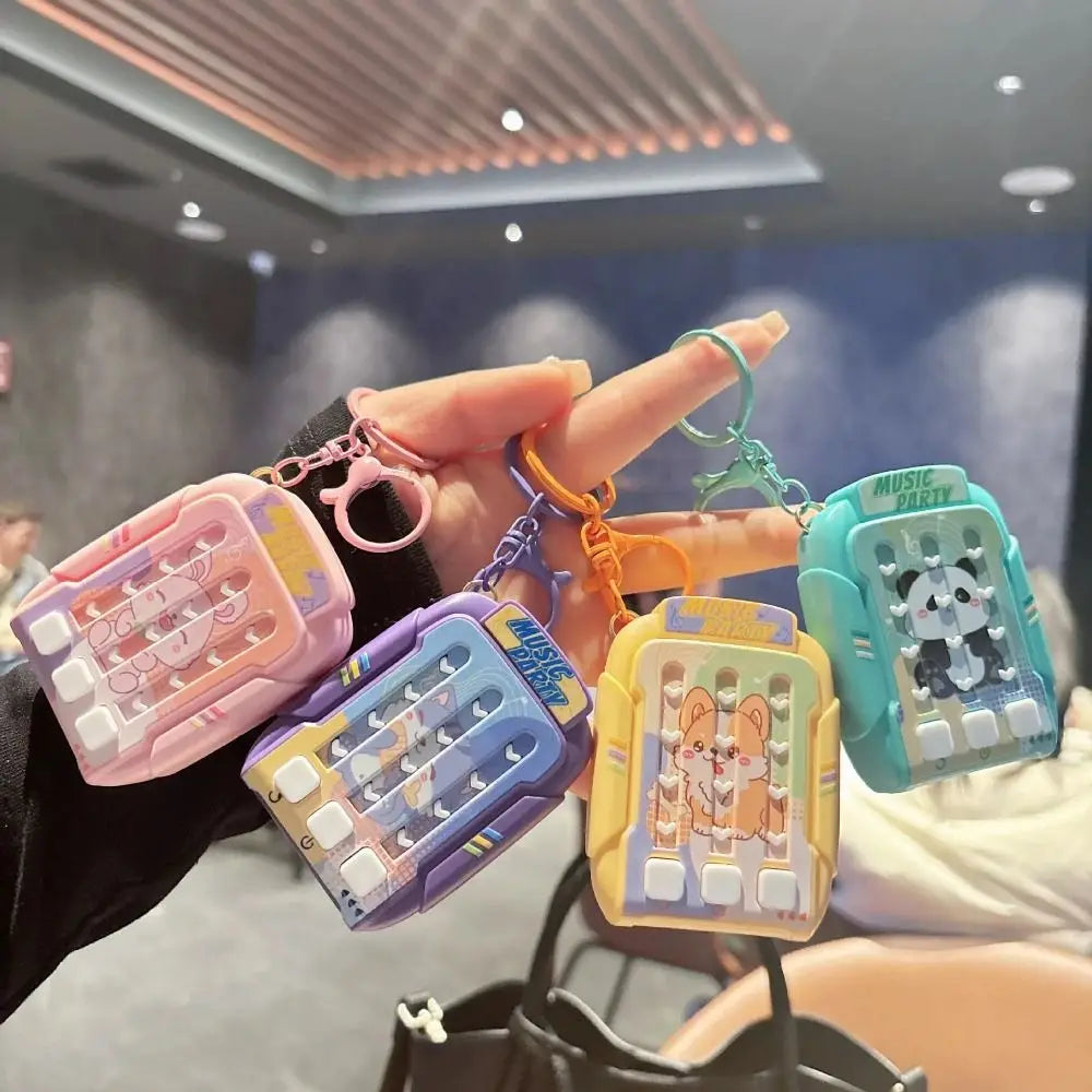 Cartoon Dancing Machine Keychain Rhythm Game Light Up Puzzle Solving Pendant Bag Charm Stress Relief Musical Challenge Keychain Zpaxo