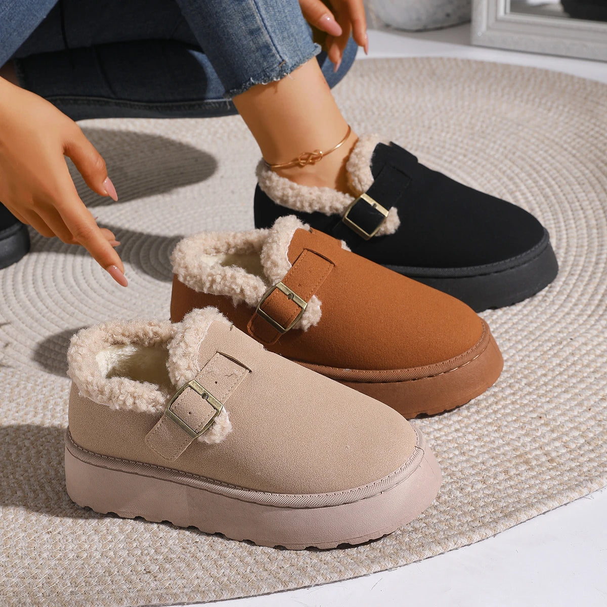 Women Snow Boots Lightweight Comfortable Ankle Boots Women Autumn Winter Shallow Shoes for Women Round Toe Casual Platform Boots Zpaxo