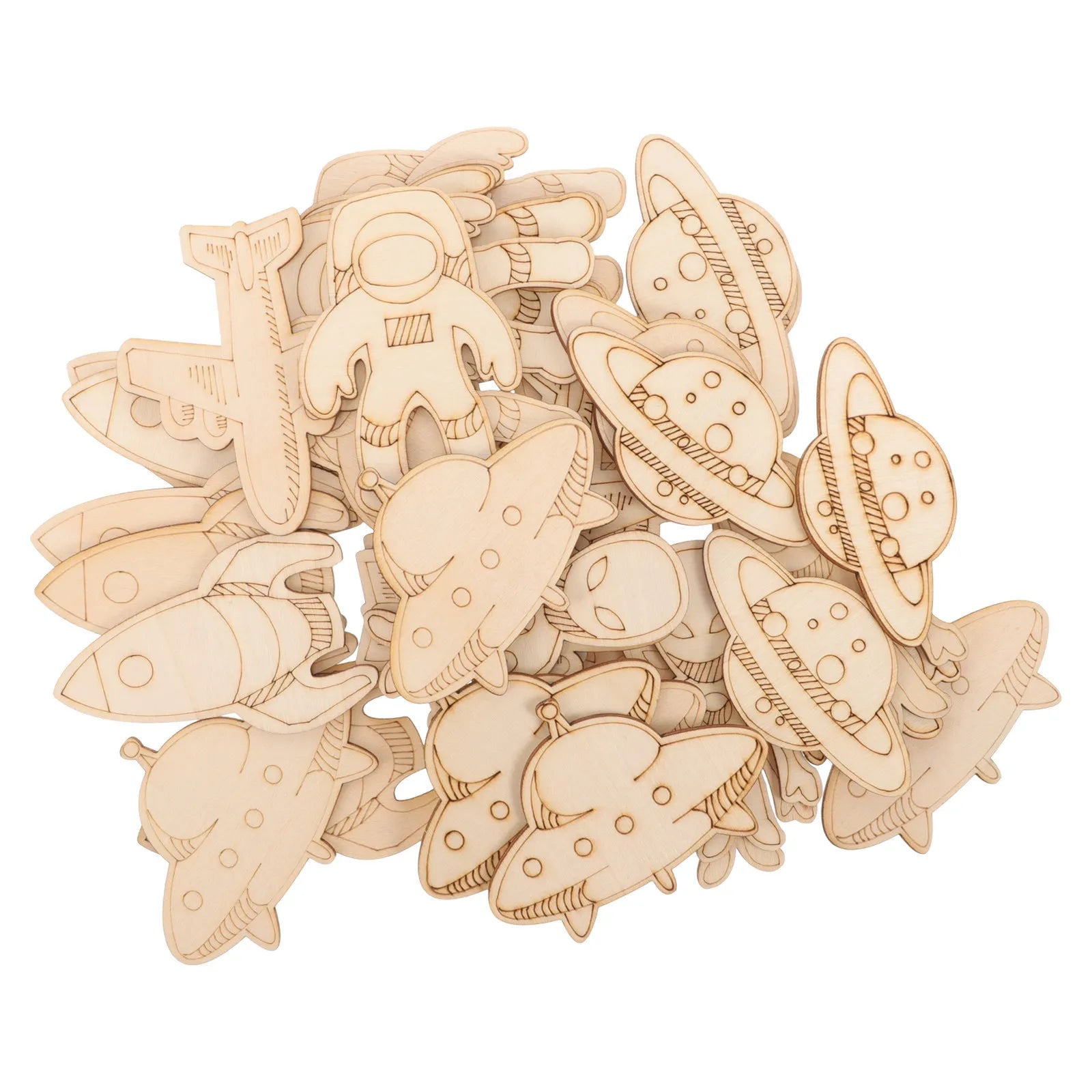 DIY Unfinished Wooden Outer Space Theme Chips Creative Paintable