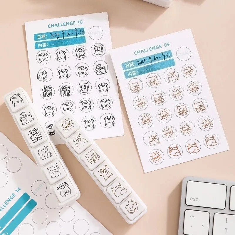 Cute Cat Emoji Stamp Daily Life Work Good Mood Series Cartoon Mini