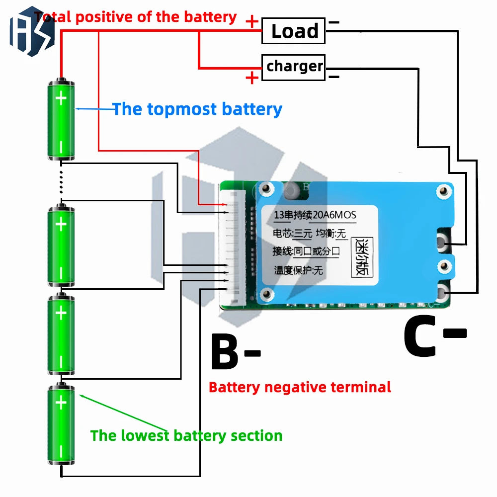 13S 48V 20a lithium Battery Protection Board BMS Battery Protection Board ChargerElectric Vehicle Battery Protection Board Zpaxo