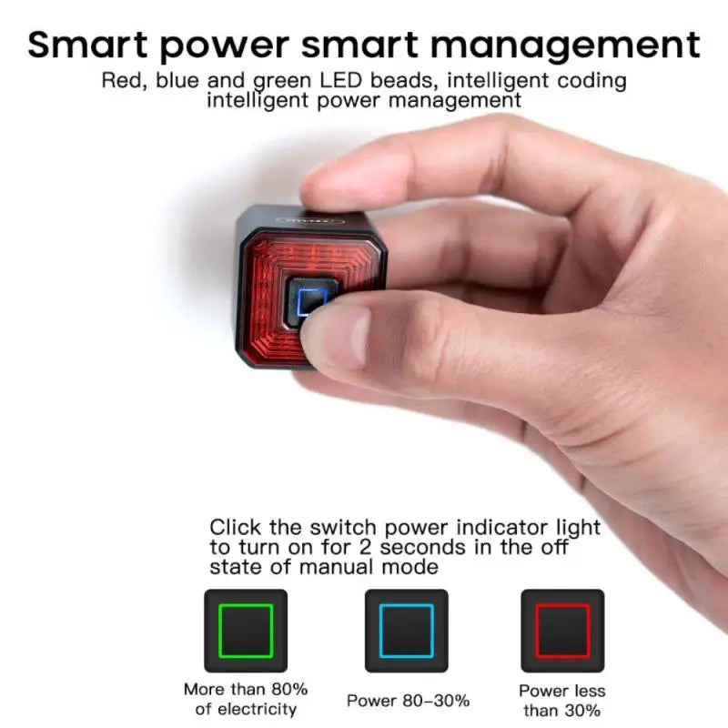 Smart Bicycle Rear Light Auto Start Stop Brake Sensing Induction Waterproof USB Charging Cycling Tail Taillight LED Bike Light Zpaxo
