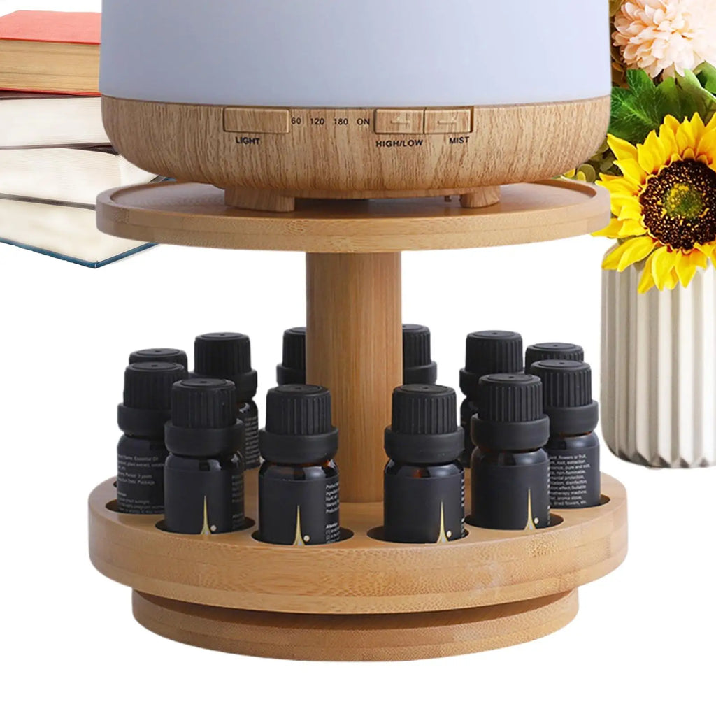 Oil Display Stand Wooden Fragrance Rack Cosmetic Perfume 2 Tier Shelf