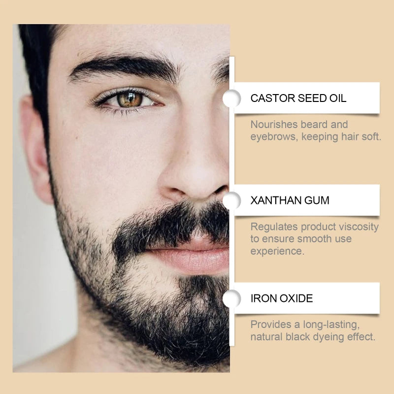 Temporary Beard Dye For Men,Natural Black Beard & Eyebrow Color Long-Lasting,Moustache Filler pen,Waterproof Beard Dyeing Pen Zpaxo