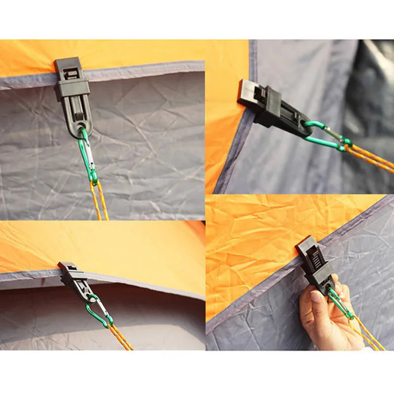 Windproof Tent Clips & Guy Rope Buckles – 10/20/30 Pack