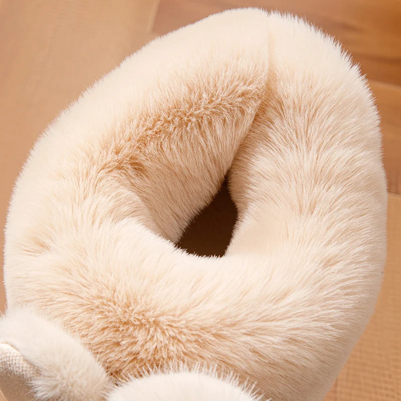 Fashion Fur Slippers Women Men Winter Warm Ankles Cozy Furry Slides