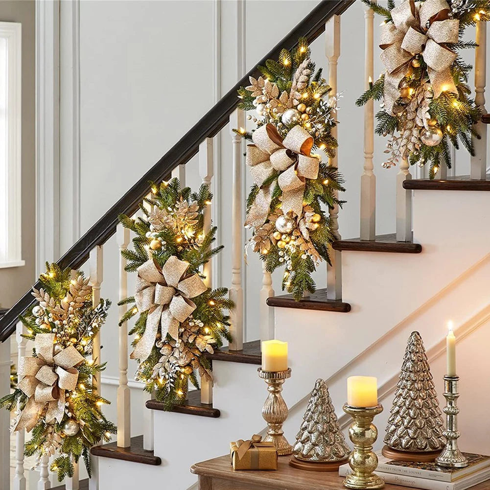 Christmas Wreath Pendants Light Atmosphere Decorative Stair Garland