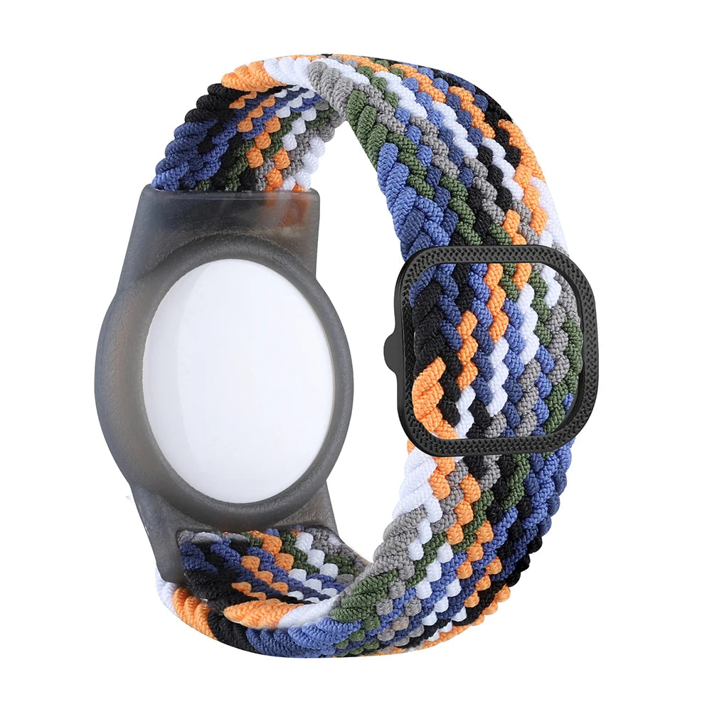 Colorful Wristband Wrist Strap TPU Protective Casewith Nylon Braided Bracelet Anti-Scratch Adjustable Stretchy for Airtag Zpaxo denim blue China Mainland