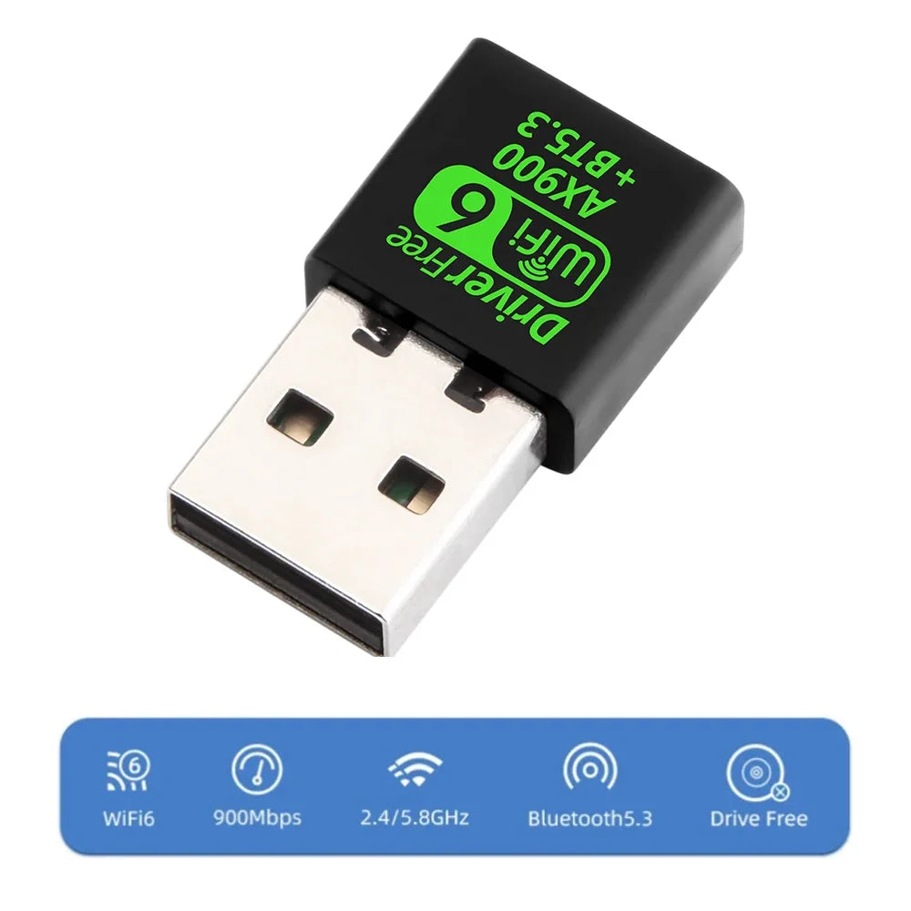 900Mbps USB WiFi 6 BT 5.3 Adapter 2in1 Dongle Dual Band 2.4G&5GHz Network Card Wireless Wlan Receiver For PC Driver Free AX900 Zpaxo Default Title