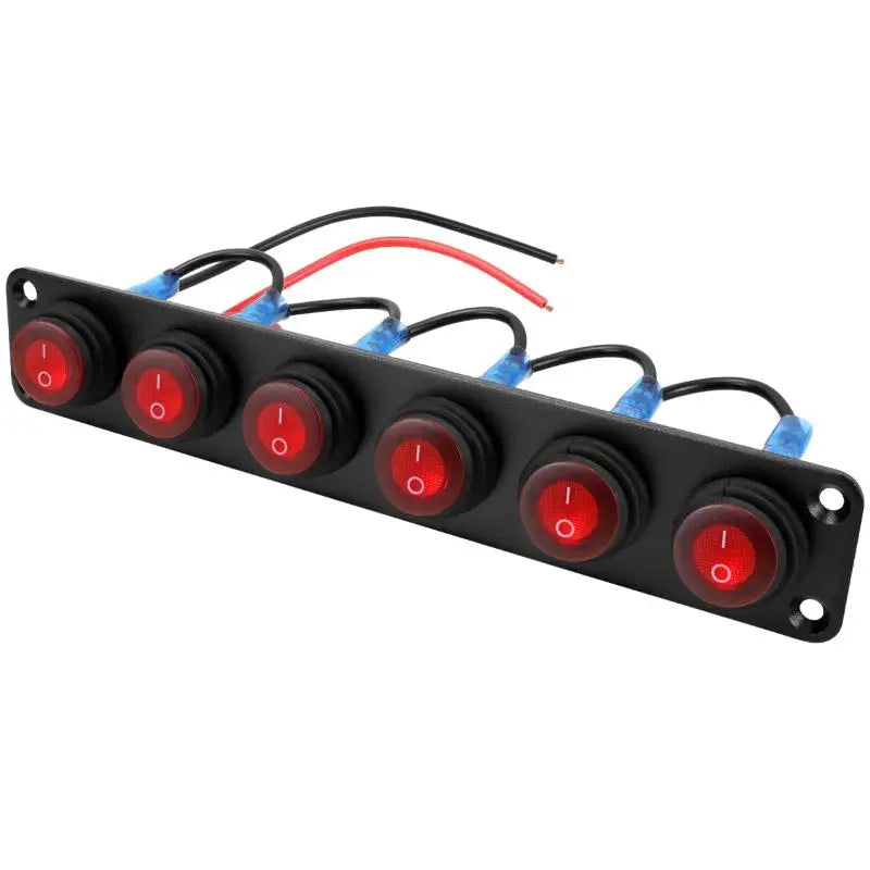 12V Waterproof 1-6 Gang Rocker Switch Panel – LED Boat & Truck