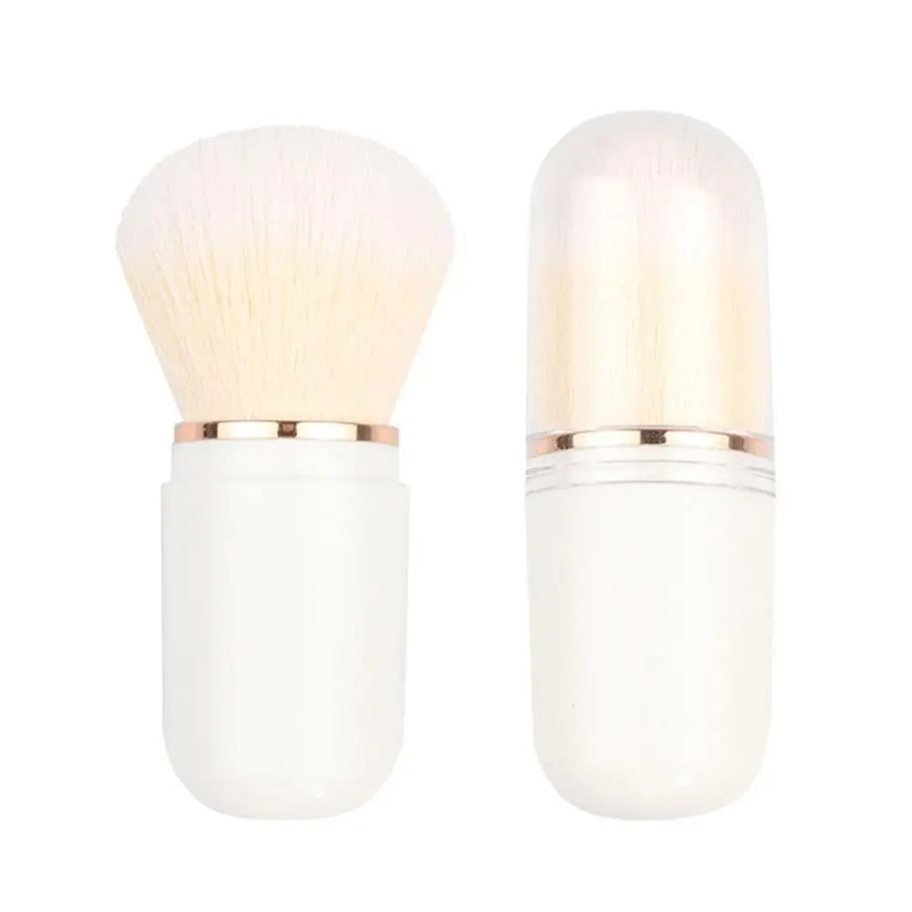 Retractable Kabuki Brush Capsule-shape Cute Travel Makeup Zpaxo white