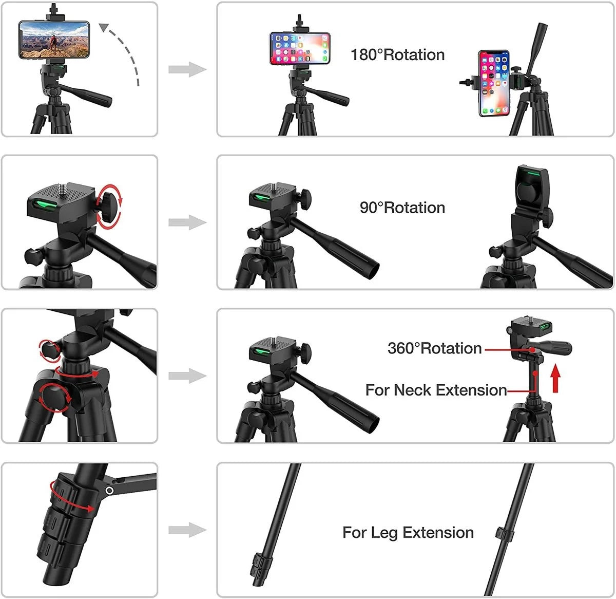 Phone Tripod Video Recording Stand Bluetooth Remote Universal Camera