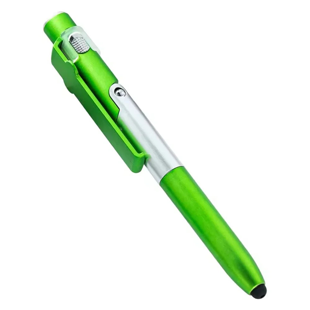 4-in-1 Foldable Stylus Pen – Ballpoint, LED Light & Phone Stand Multifunctional Stylus Pen Zpaxo green