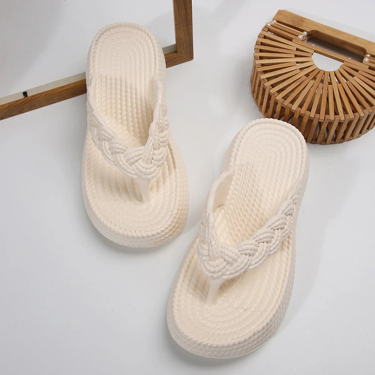 Women Slippers Platform Wedges Flip Flops Summer Casual Cozy Slides Designer Beach Dress Sandals 2024 Fashion Sport Women Shoes Zpaxo WHITE 36-37