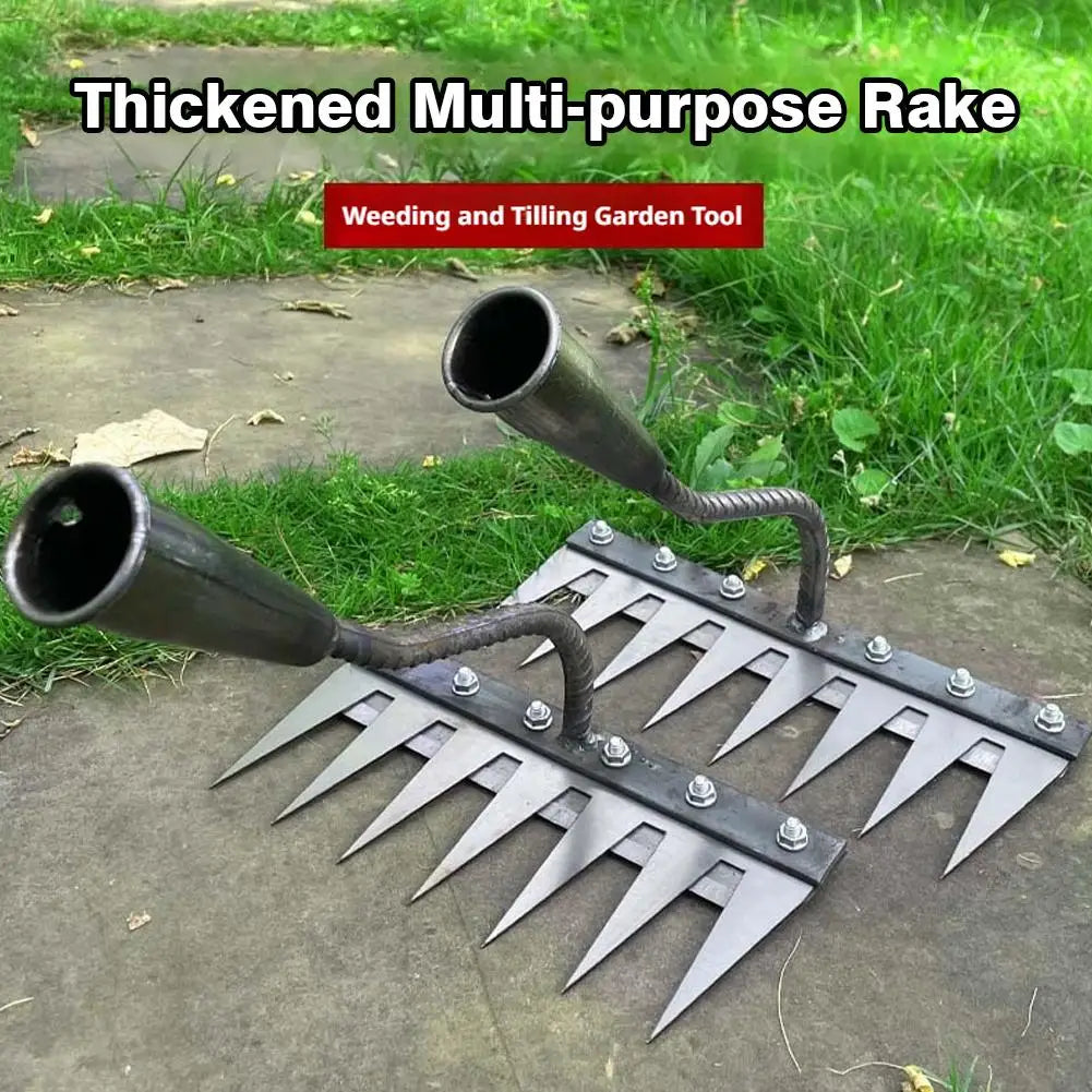 Multi-Tooth Metal Garden Rake – Weeding & Soil Loosening Tool Garden Hand Rake Zpaxo