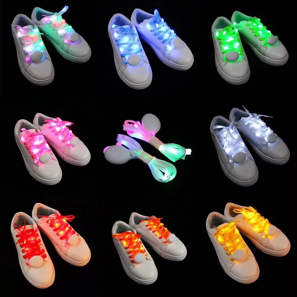 1 Pairs Light Up Shoe Laces Nylon LED Shoelaces Flashing 3 Modes Glow