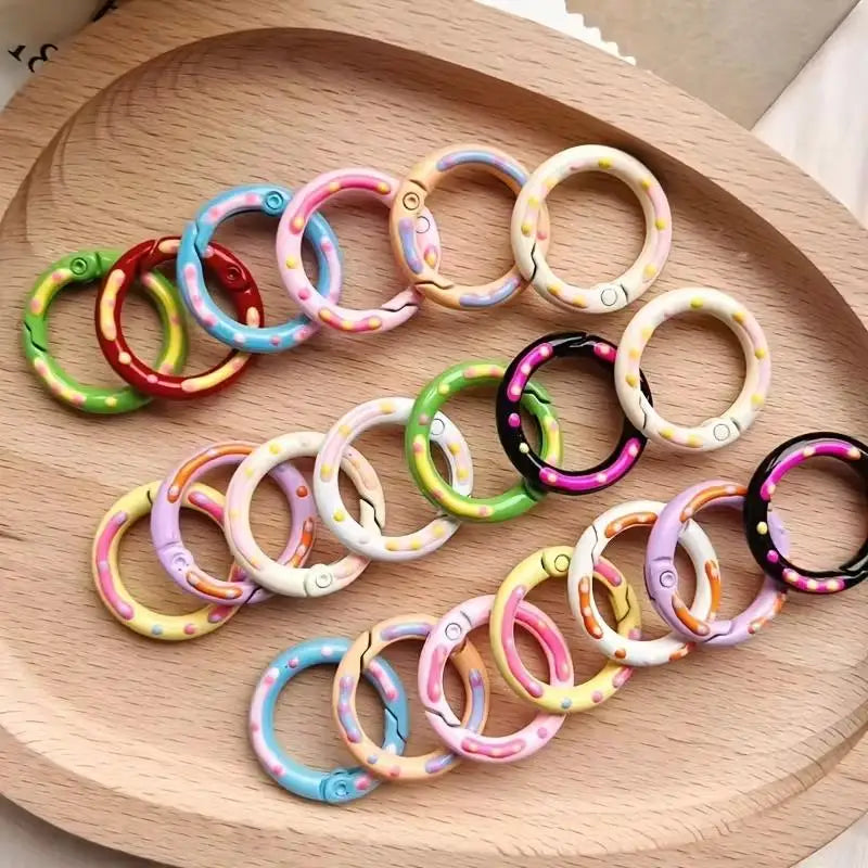 8pcs random Alloy Key Rings – Colorful Donut Spring Gate Carabiners, Keychain Connectors for Jewelry & Crafts Zpaxo