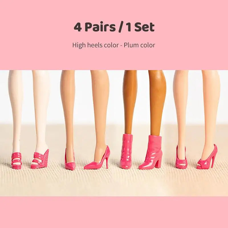 4 Pairs Doll Heels Ankle Boot Supermodel Similar Foot Shape Wearable Zpaxo Rose red