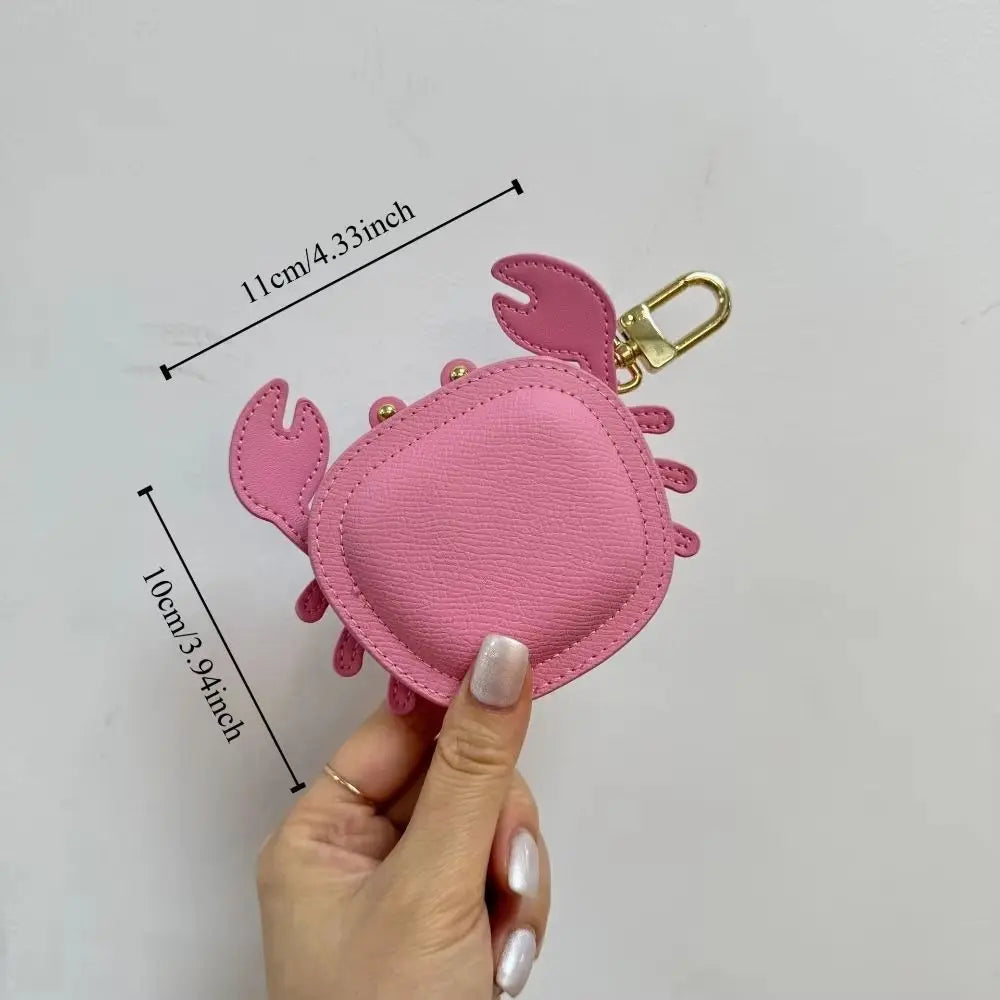 Cartoon Crab Coin Purse Keychain Cute Small Purse Crab PU Leather Pendant Zipper Backpack Hanger Earphone Bag Outdoor Zpaxo