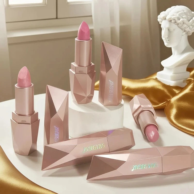 Diamond Glitter Lipstick Moisturizing Metallic Pearl Lip Tint Waterproof Long-lasting Sparkling Dazzling Gold Lip Gloss Makeup Zpaxo