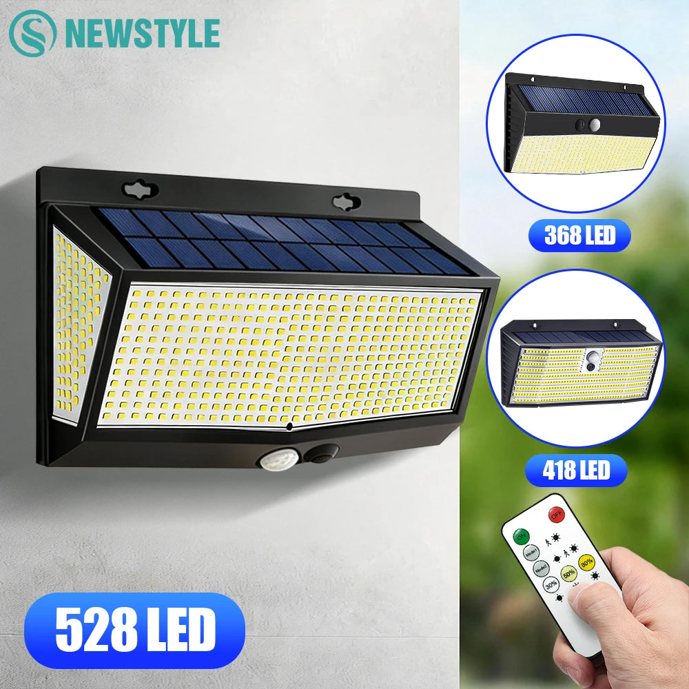 1/4PCS Solar Motion Sensor Lights Outdoor 528/418 LED Solar Flood Light Waterproof Garden Yard Patio Wall Security Lighting Zpaxo