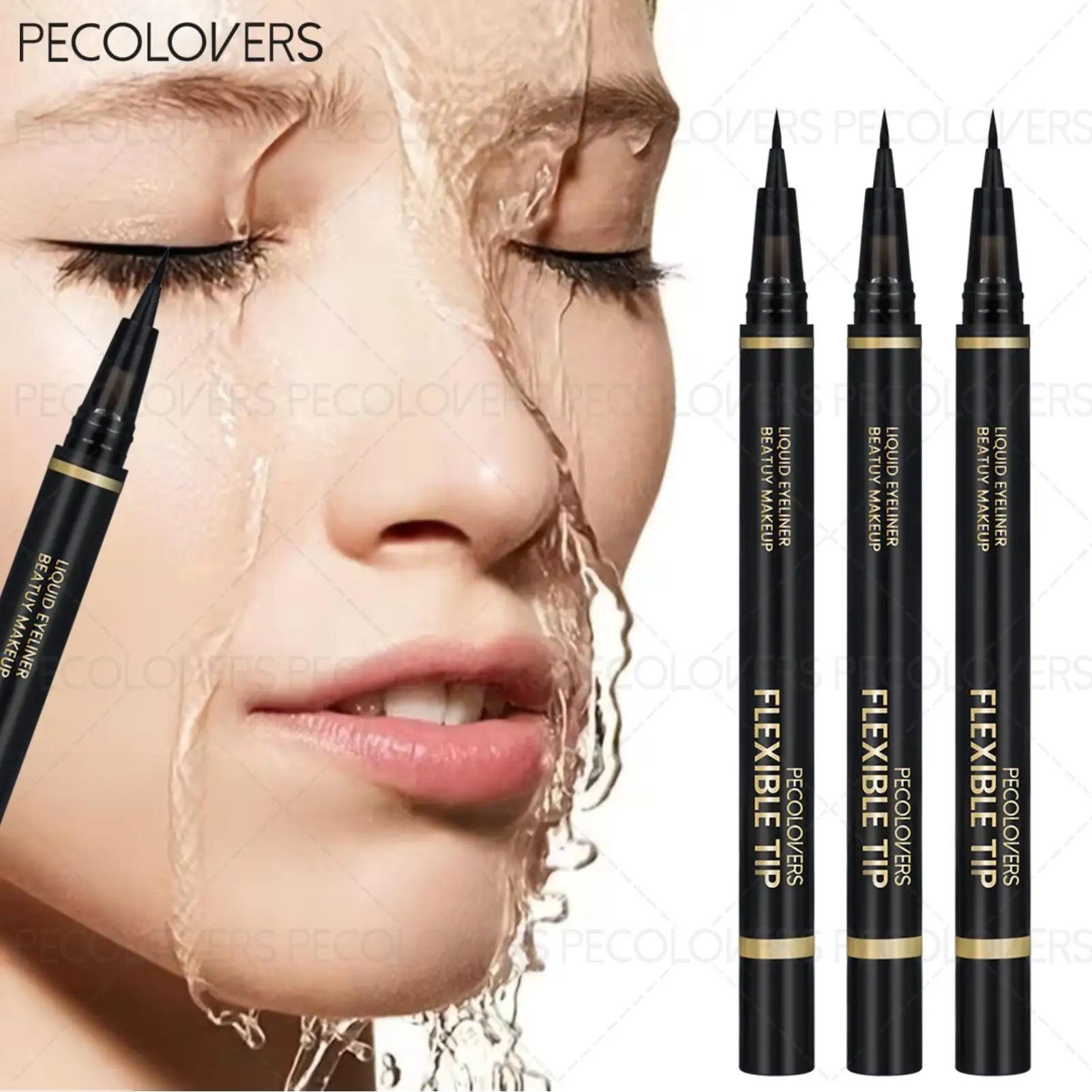 3PCS Waterproof Black Liquid Eyeliner Pen - Smudge-Proof Matte Line Marker with Fine Tip for Winged eyeliner Zpaxo