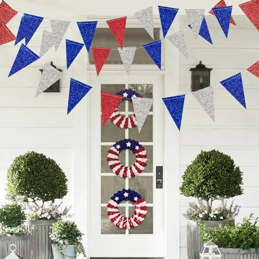 Red White Flag Pennants Premium Paper Triangular Bunting Garland for Independence Day Party Decoration Zpaxo Default Title