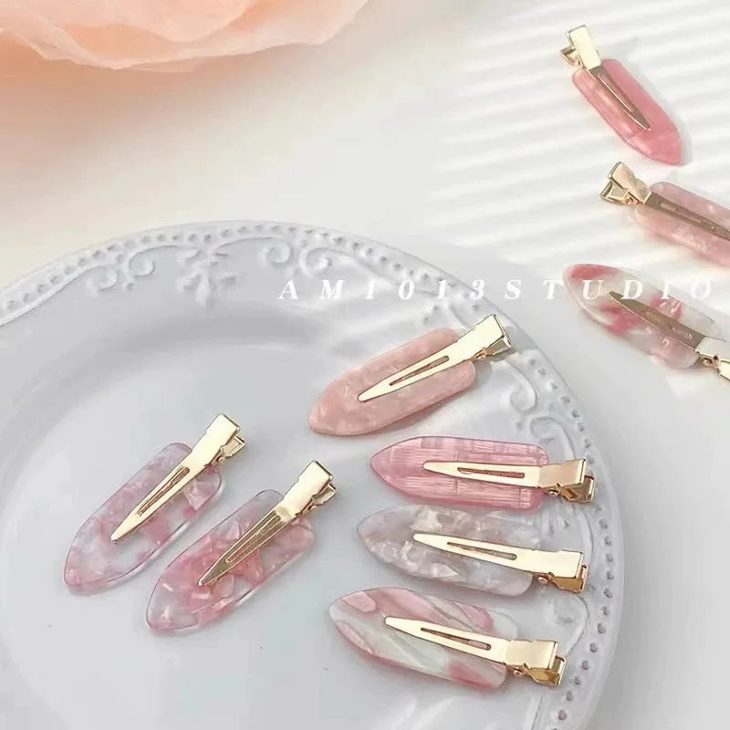 Simple Sakura Pink Seamless Hair Clip Women Acetate Sheet No Bend