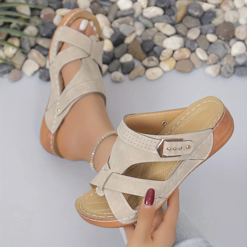 Women Slippers Large Size Roman Style Sandals Summer New Soft Bottom Thick Heel Slippers Casual Slip-On Shoes Slides Women Zpaxo