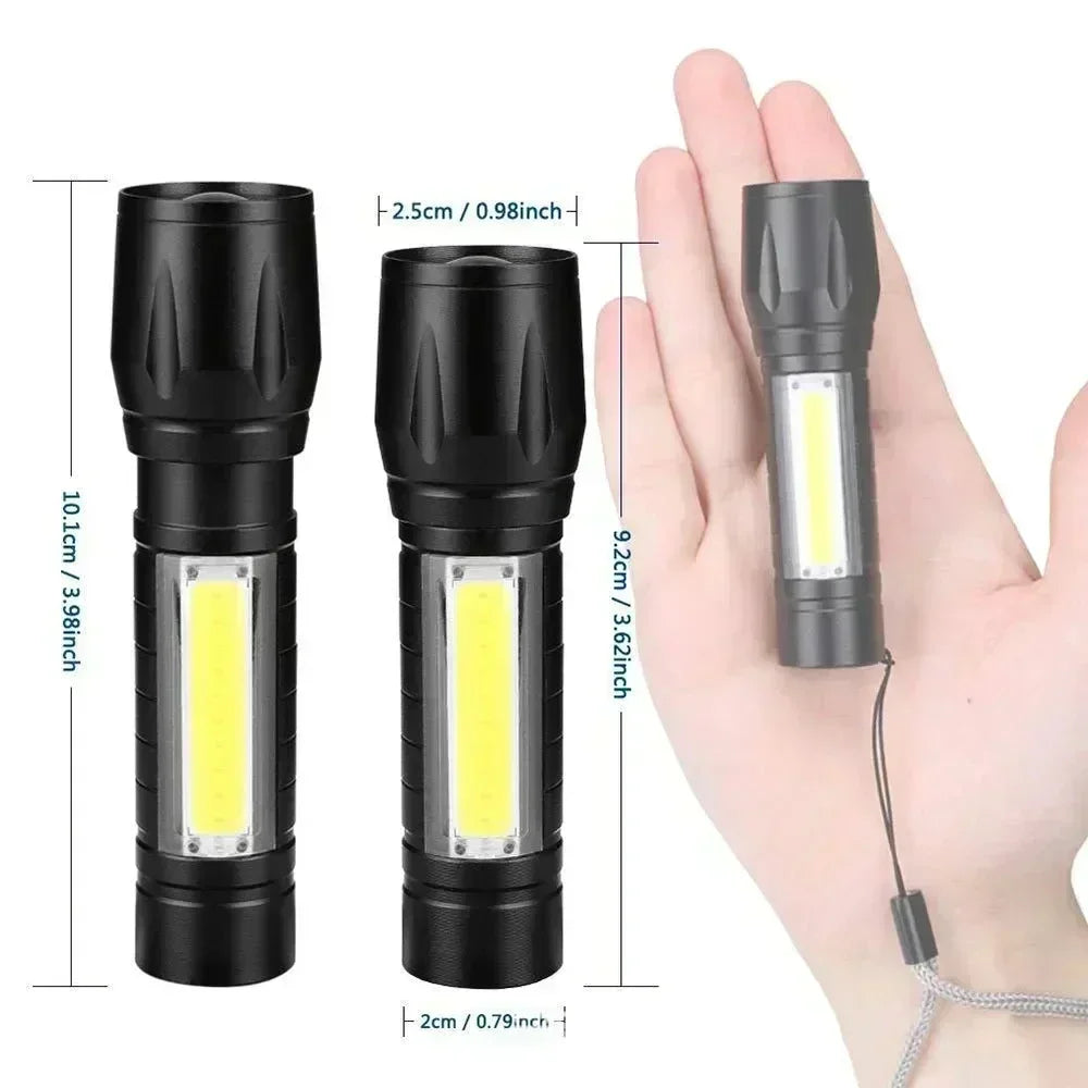 KDULIT COB+LED USB Rechargeable Zoomable Camping Flashlight