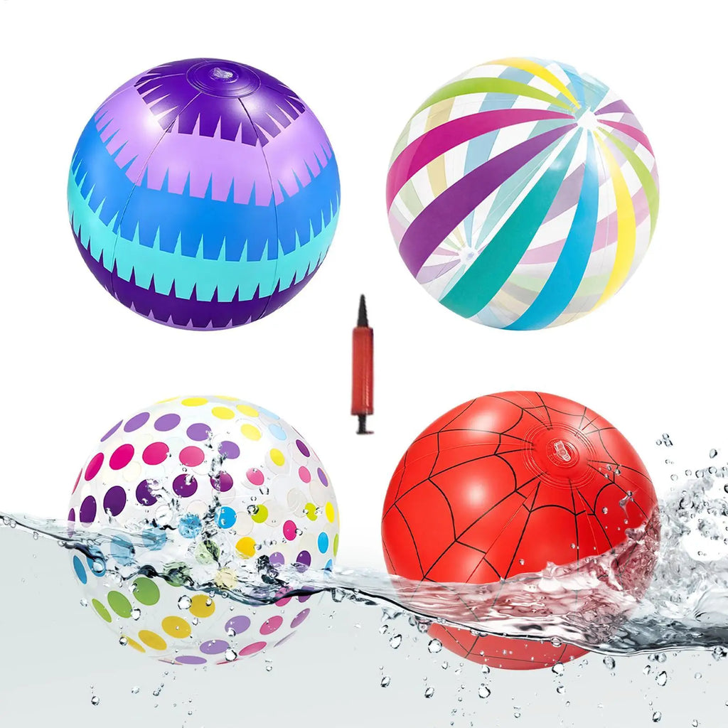 Inflatable Beach Ball Air Pump Colorful Pool Toys Kids Adults Sand