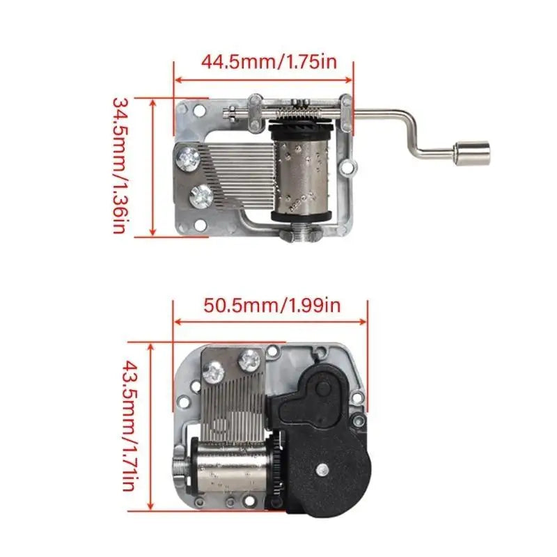 652F Unique Hand Crank Wind Up Music Box Mechanism DIY Fan 3D Printed Zpaxo