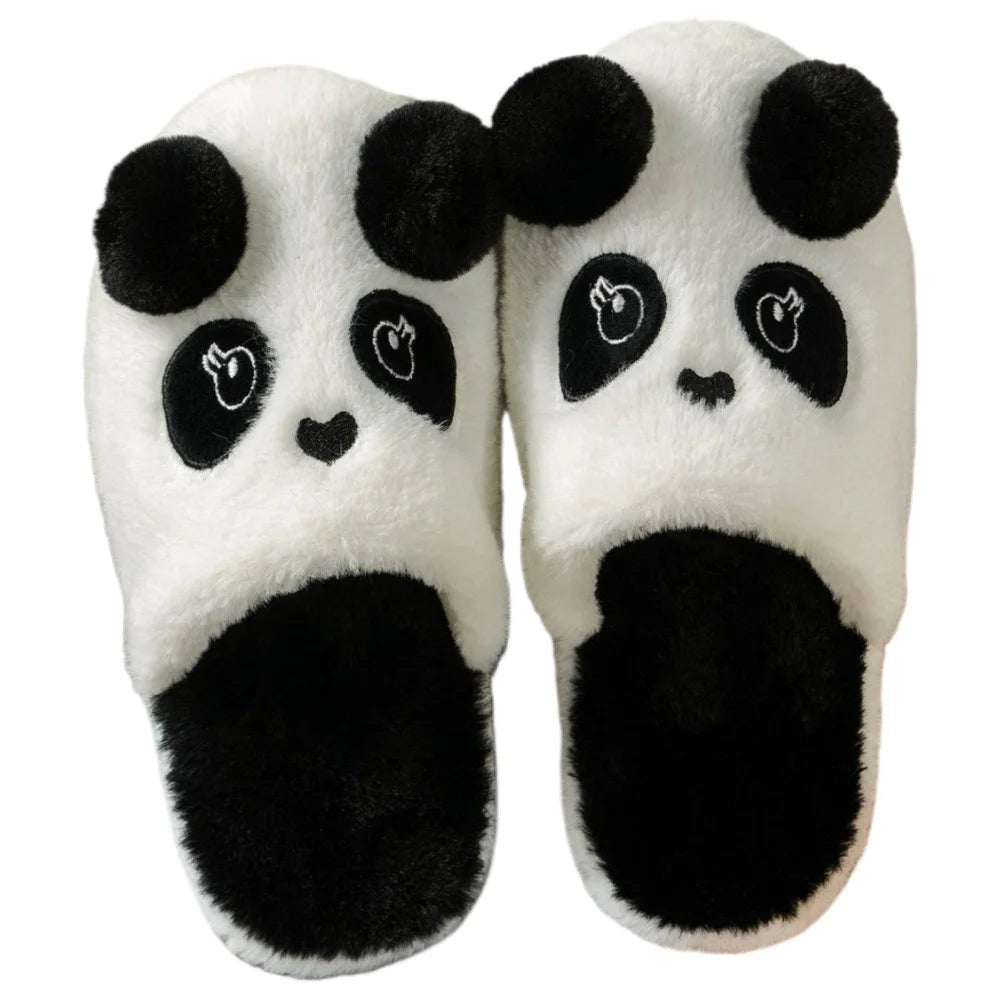 2025 Women's Cotton Slippers Winter Cartoon Panda Plush Indoor Anti
