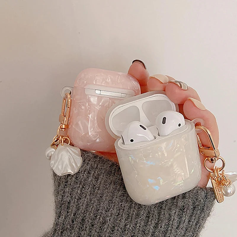 Cute Pearl Earphones Case Airpods 1 2 3 4 Soft Silicone Cover Pendant