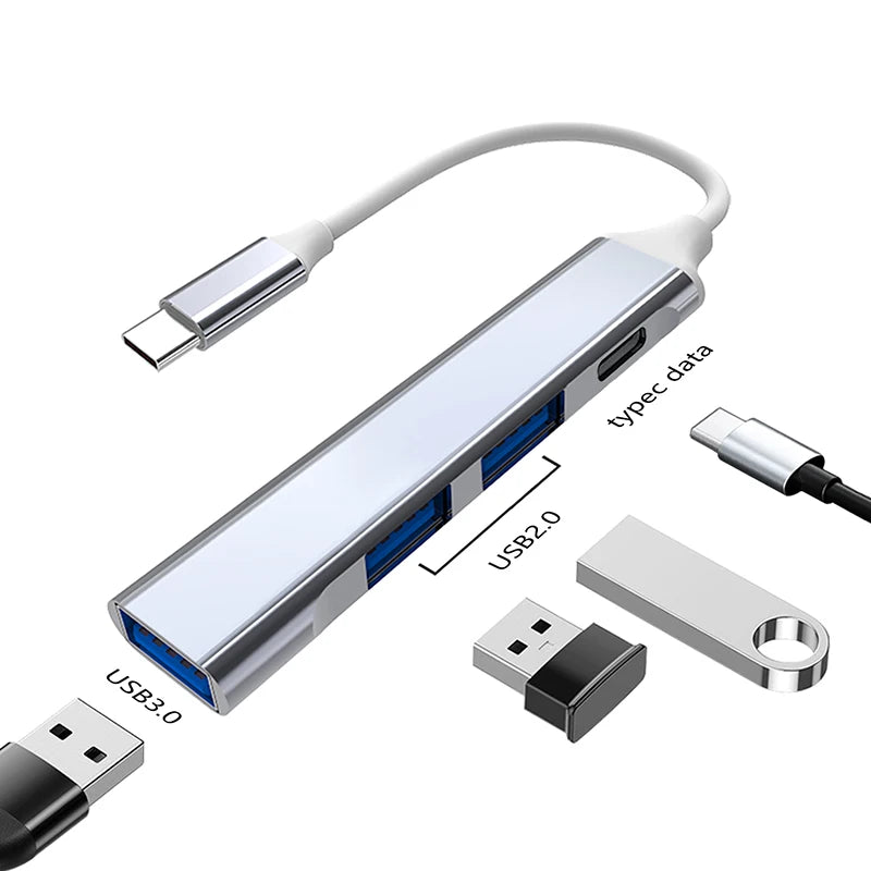 Type C Extender USB C HUB 4 Port Splitter Adapter OTG Docking Station Suitable For Mobile Macbook Pro 13 15 Air PC Laptop HUB Zpaxo