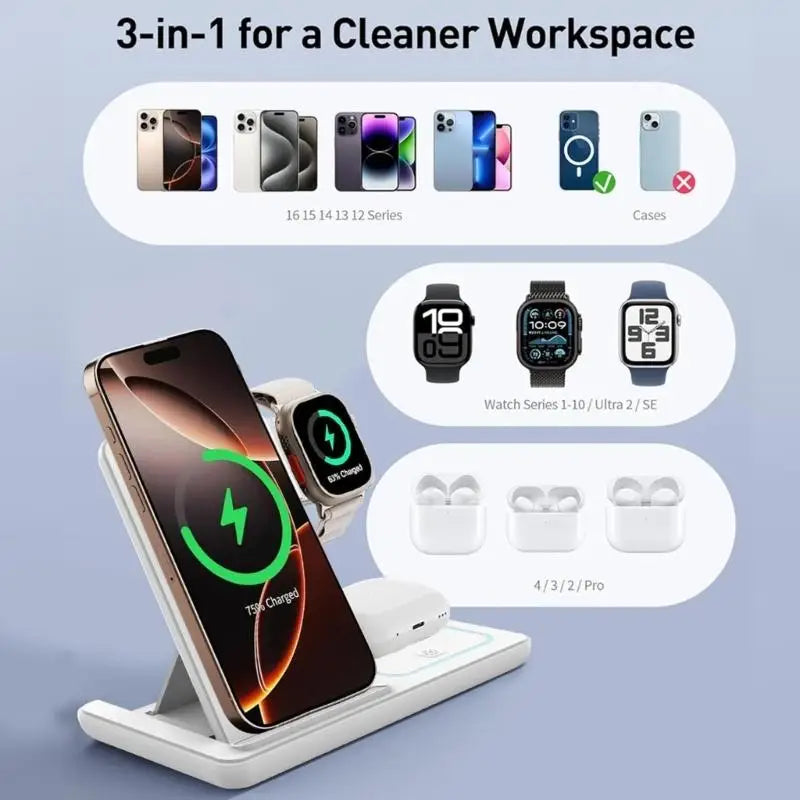 Y1UB 1 Wireless Charging Desk Stand Space Saving S24 S23 Watch