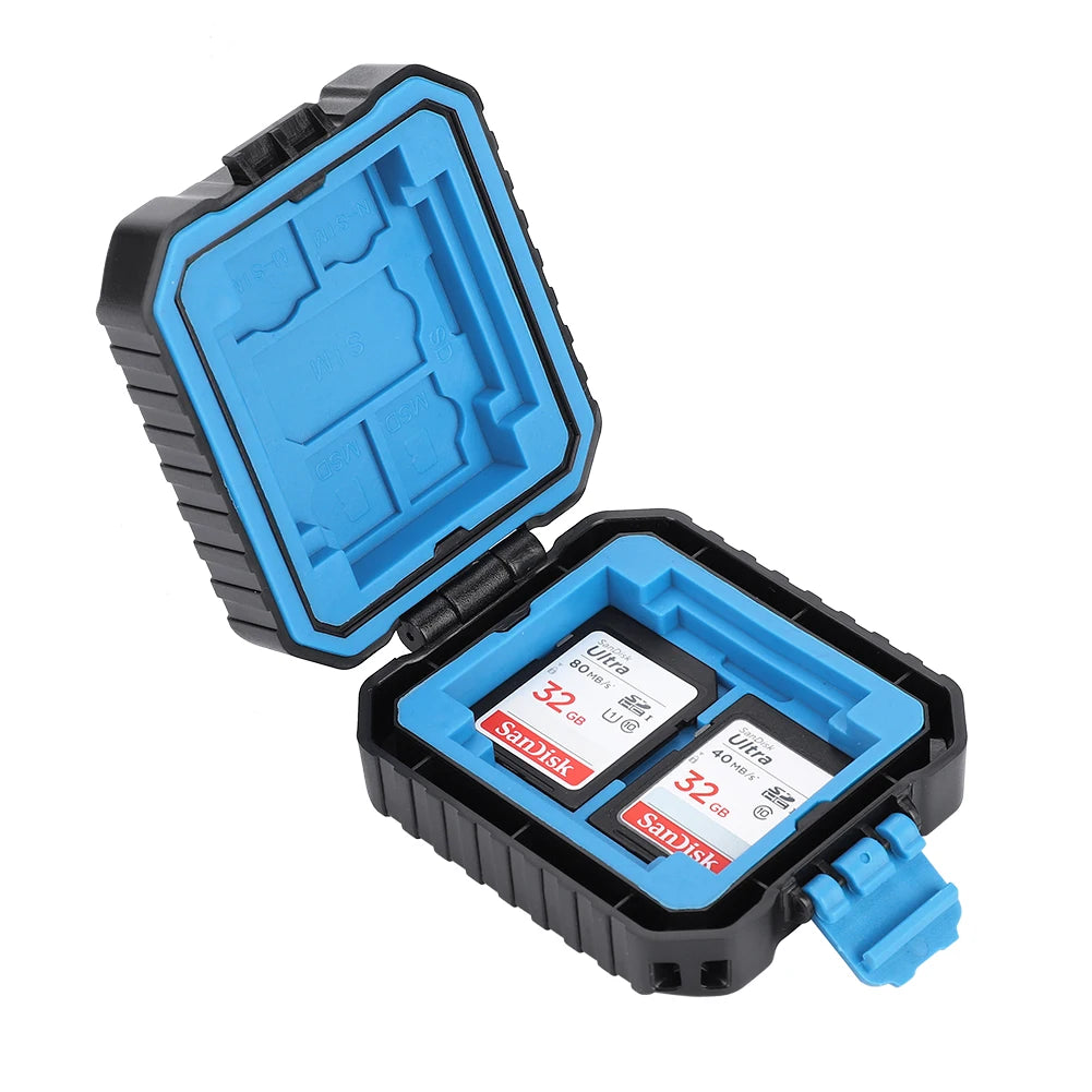 SD Card Holder Memory Case Portable Black Waterproof Protective Carry