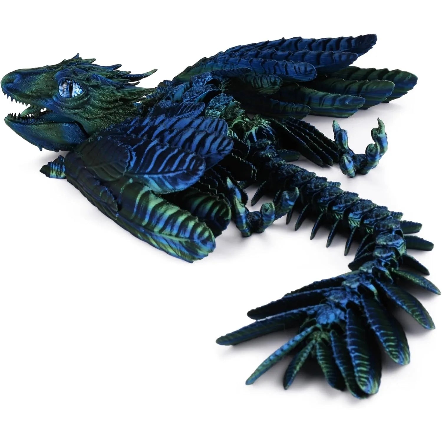 Feathered Wyvern 3D Printed Articulated Fidget Dragon Animals Print Zpaxo green